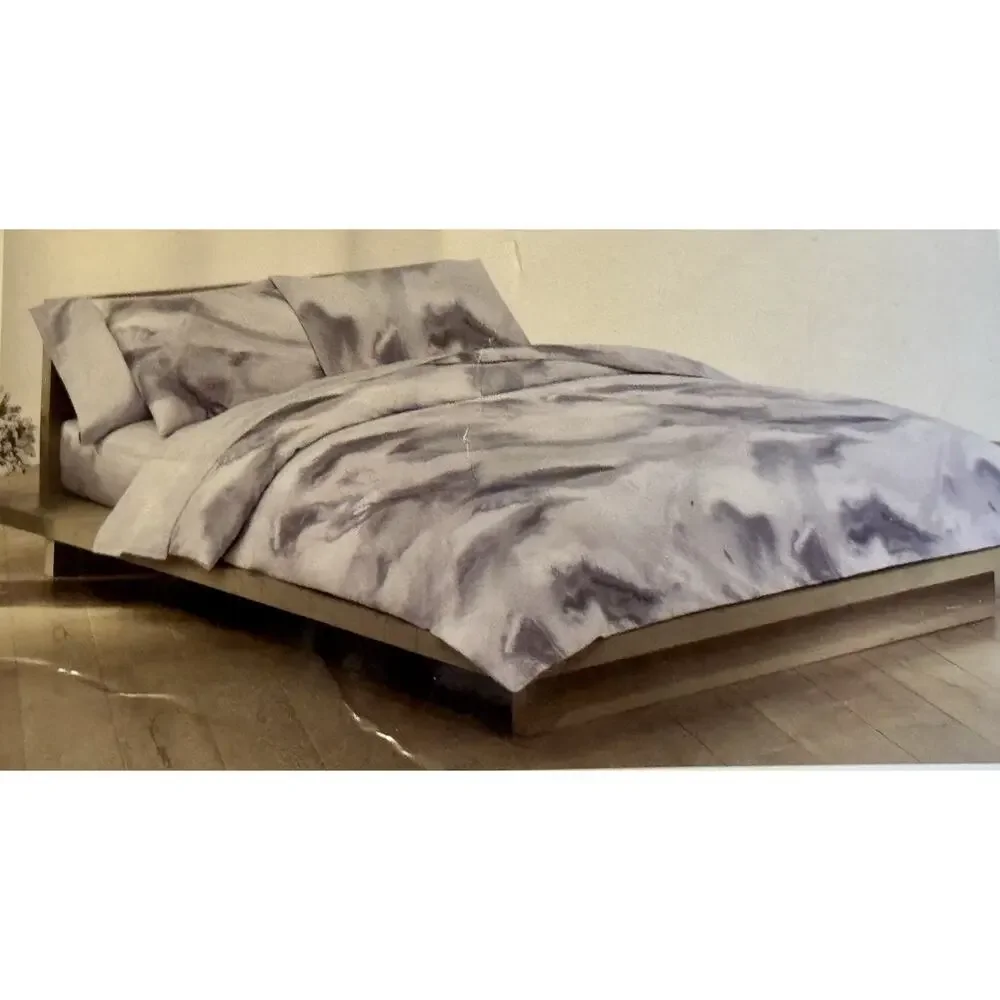 Calvin Klein Moonstone Queen 3 Pc Comforter Set Gray Purple New Cotton Shams